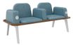 Banquette ILO - 2 places L172xP67cm -  blanc - structure noyer - tissu bleu guède