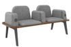 Banquette ILO - 2 places L172xP67cm -  carbone - structure noyer - tissu gris chiné