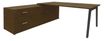 Bureau STEELY Manager - L180 x P100 x H72,5 cm - console retour à gauche (2 tiroirs) L200 x P60 x H72,5 cm - pieds carbone - plateau imitation noyer