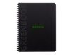 RhodiActive Greenbook - Cahier à spirale 100% recyclé - A5+ (16 x 21 cm) - 160 pages 90 g/m² - ligné - noir
