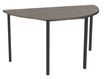Table de réunion Demi-lune - 120 x 60 cm - Pieds carrés aluminium - imitation chêne gris