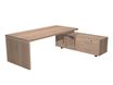 Bureau Manager FLORA - avec console retour réversible - L195 x P170 cm - pieds panneaux - plateau imitation merisier arabis