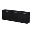 Armoire basse triple Flora - L243xP43xH81,4 cm - 6 portes mélaminés - 3 étagères - frêne noir