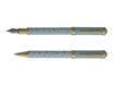 Enzo Varini Palazzo Maiolica - Parure de stylo à bille et stylo plume - fond blanc motif bleu