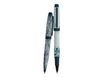 Enzo Varini Mini Taormina Tropea - Parure de stylo à bille et roller - acier bleu et blanc motif vague