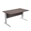 Bureau droit Trend - L140 - Pieds métals - plateau imitation frêne Toscan - pied alu