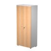 Bibliothèque haute Trend - L80xP44xH180 cm - 2 portes en mélaminé avec serrure - imitation hêtre