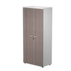 Bibliothèque haute Trend - L80xP44xH180 cm - 2 portes en mélaminé avec serrure - imitation frêne Toscan