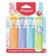 Maped Fluo'Peps Pastel - Pochette de 4 Surligneurs - couleurs assorties