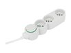 zenitech Home Green - Multiprises avec 3 prises 16A + interupteur -  3680 Watt - 1.5 m cordon - blanc