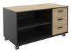 Console mobile KHEOPS - L120XP60XH66 cm - 3 tiroirs - structure carbone - finition imitation chêne clair