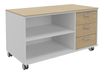 Console mobile KHEOPS - L120XP60XH66 cm - 3 tiroirs - structure blanc perle - finition imitation chêne clair