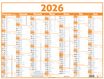 Calendrier Classique - 7 mois par face - 320 x 420 mm - orange - Oberthur