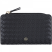 Oberthur Lisbonne - Portefeuille Noir – Élégant en Mix-Matière Tressé/Lisse, 10 Emplacements Cartes, Compartiment Monnaie Zippé