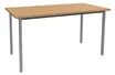 Table de réunion Rectangulaire - 120 x 60 cm - Pieds carrés aluminium - imitation hêtre
