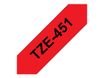 Brother TZe451 - Ruban d'étiquettes auto-adhésives - 1 rouleau (24 mm x 8 m) - fond rouge écriture noire 