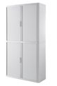 Armoire haute à rideaux EASY OFFICE - 110 x 204 x 41,5 cm - Corps, rideaux et poignée blanc