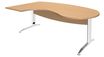 Bureau compact manager retour à gauche IDRA - 200 cm - pieds blanc - Hêtre (pied de renfort obligatoire à rajouter - non inclus)