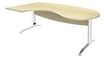 Bureau compact manager retour à gauche IDRA - 200 cm - pieds blanc - Érable (pied de renfort obligatoire à rajouter - non inclus)
