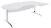 Bureau compact manager retour à droite IDRA - 200 cm - pieds blanc - Blanc perle (pied de renfort obligatoire à rajouter - non inclus)