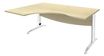 Bureau compact à gauche IDRA - L160 cm - Pieds blanc - plateau imitation Erable (Pieds de renfort obligatoire à rajouter - non inclus)