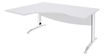 Bureau compact à gauche IDRA - L160 cm - Pieds blanc - plateau Blanc perle (Pieds de renfort obligatoire à rajouter - non inclus)