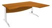 Bureau compact à droite IDRA - L180 cm - Pieds blanc - plateau imitation Merisier (Pieds de renfort obligatoire à rajouter - non inclus)