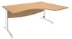 Bureau compact à droite IDRA - L160 cm - Pieds blanc - Plateau imitation Hêtre (Pieds de renfort obligatoire à rajouter - non inclus)