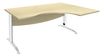 Bureau compact à droite IDRA - L160 cm - Pieds blanc - plateau imitation Erable (Pieds de renfort obligatoire à rajouter - non inclus)