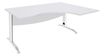 Bureau compact à droite IDRA - L160 cm - Pieds blanc - plateau Blanc perle (Pieds de renfort obligatoire à rajouter - non inclus)