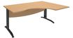 Bureau compact à droite IDRA - L160 cm - Pieds anthracite - Plateau imitation Hêtre (Pieds de renfort obligatoire à rajouter - non inclus)