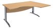 Bureau compact à droite IDRA - L160 cm - Pieds alu - Plateau imitation Hêtre (Pieds de renfort obligatoire à rajouter - non inclus)