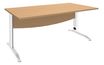 Bureau droit IDRA - L180 cm - Pieds blanc - Plateau imitation Hêtre