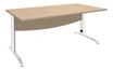 Bureau droit IDRA - L180 cm - Pieds blanc - plateau imitation Chêne clair