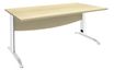 Bureau droit IDRA - L140 cm - Pieds blanc - plateau imitation Erable