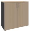 Armoire mi-haute IDRA/DUAL -  L80 x H102 x P47 - 2 portes - 2 tablettes métal DS - Corps anthracite - Portes et dessus Chêne Clair