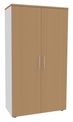 Armoire haute IDRA/DUAL - H180 x L80 x P47 - 2 portes - Corps blanc - Portes et dessus imitation Hêtre