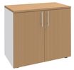 Armoire basse IDRA/DUAL - H72 x L80 x P47 - 2 portes - Corps blanc - Dessus et portes imitation Hêtre