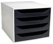 Exacompta Ecobox - Module de classement 4 tiroirs - gris/noir