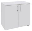 Armoire basse 2 Portes INEO/LEVEL/STEELY/WOODY - H72 x L80 x P47 - Corps blanc - Dessus et Portes Blanc perle
