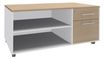Console mobile EXPRIM/LOFTER/LEVEL - L120 x H63 x P60 cm - 2 tiroirs dont 1 DS - coté blanc - finition façade et dessus imitation Chêne clair