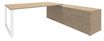 Bureau LOFTER Manager - L180 x P100 x H72,5 cm - console retour à droite (tiroirs) - pieds blanc - plateau imitation chêne clair