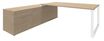 Bureau LOFTER Manager - L180 x P100 x H72,5 cm - console retour à gauche (tiroirs) - pieds blanc - plateau imitation chêne clair