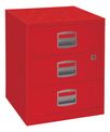 Caisson mobile métallique monobloc - H52 x L41 x P40 cm - 3 tiroirs - rouge