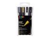 POSCA PC-5M - Pack de 4 marqueurs - noir, argent, blanc, or