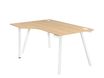 Bureau compact à gauche SUNDAY - 160 cm - Pieds trapèze - Chêne