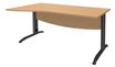 Bureau droit IDRA - Vague à gauche - L140 cm - Pieds anthracite - Plateau imitation Hêtre