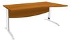 Bureau droit IDRA - Vague à droite - L140 cm - Pieds blancs - plateau imitation Merisier