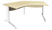 Bureau symétrique 120° IDRA - L185 cm - Pieds blanc - plateau imitation Erable