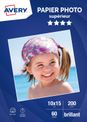 Avery - Papier Photo brillant - 10 x 15 cm - 200 g/m² - impression jet d'encre - 60 feuilles
